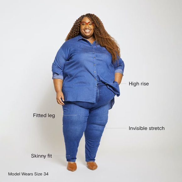 Universal Standard Seine High Rise Skinny Jeans Indigo 32" size 40W - Picture 2 of 4